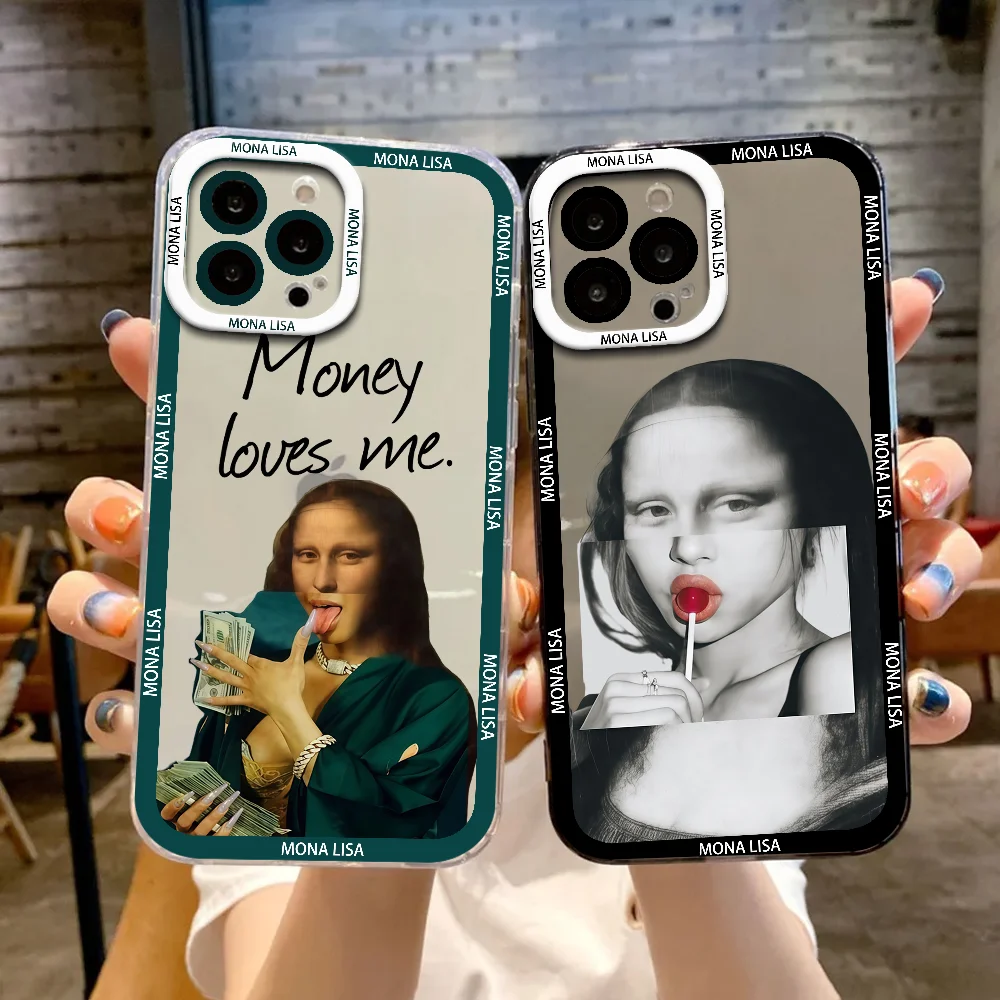 

Funny M-Mona Lisa Emoticons Phone Case For Samsung Galaxy S25 Ultra S24 FE S23 S22 Plus Clear Shockproof Soft Bumper