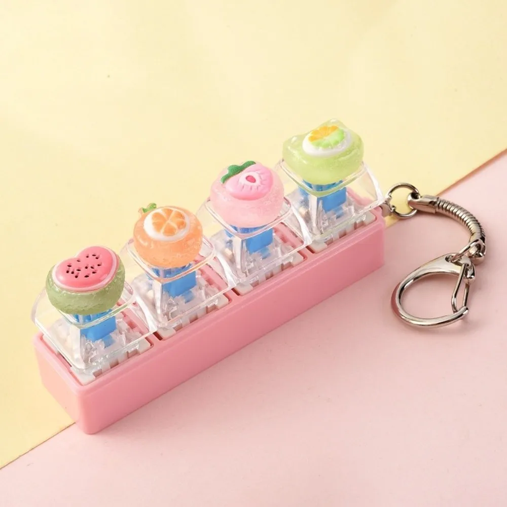 Pressure Reducer 4-Key Fidget Keychain Fruit Portable Push Button Keychain Mini Smooth Reduce Pressure Daily Commute