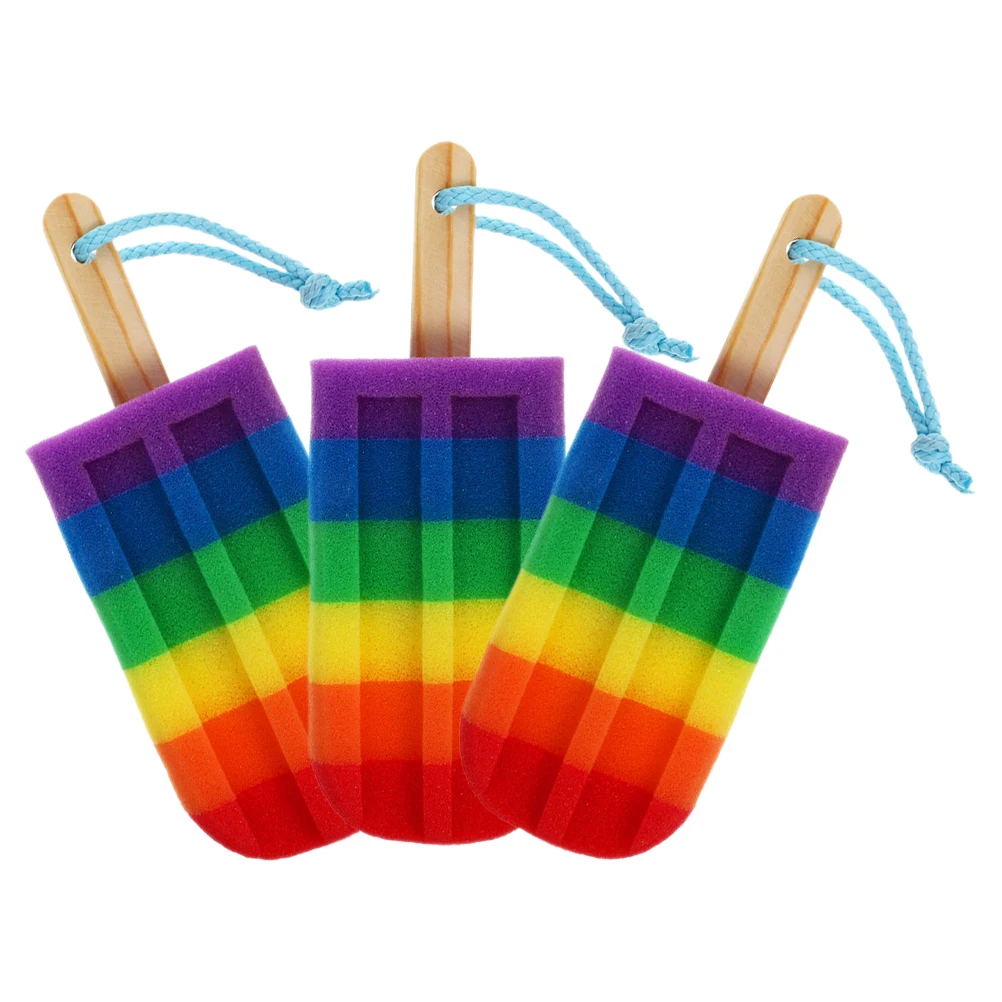 

3pcs Colorful Sponge Body Bath Exfoliating Shower Scrubber Soft Material Unique Shape Portable Lightweight Longlasting