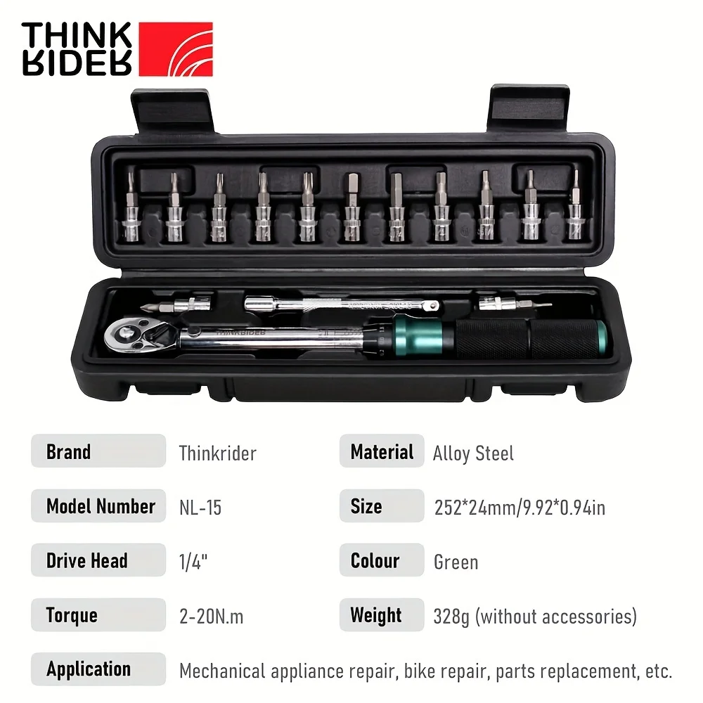 ThinkRider Professional NL-15 Bicycle Bike Torque Wrench Allen Key Tool Socket Spanner Set Kit Cycling Repair Tool Kits