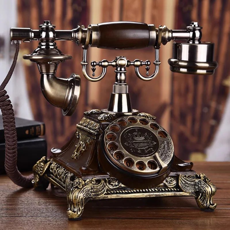 American antique telephone landline European retro home office phone fashion creative rotating wireless plug-in card