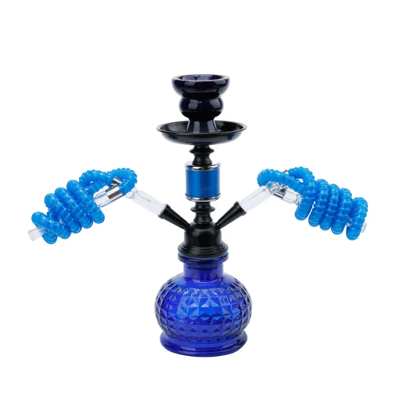 Travel Arabian Hookah Set, Glass Hookah, Double Hose Pipe, Ceramic Bowl, Home Decoration Accessories, Birthday Gift