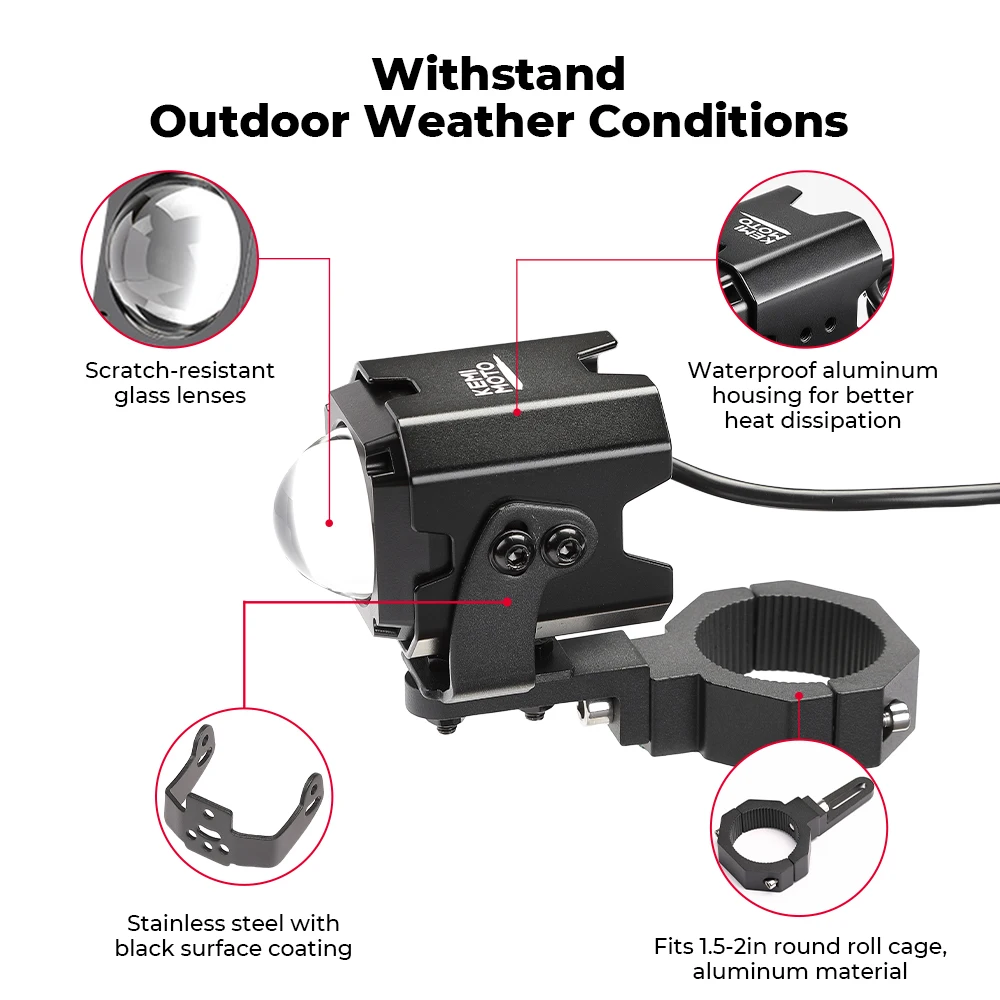 Whip Lights For 1.5''-2'' Tube Clamp Kit For Can-Am Maverick X3 Compatible with Polaris RZR Spot Beam Pod Light for Side by Side