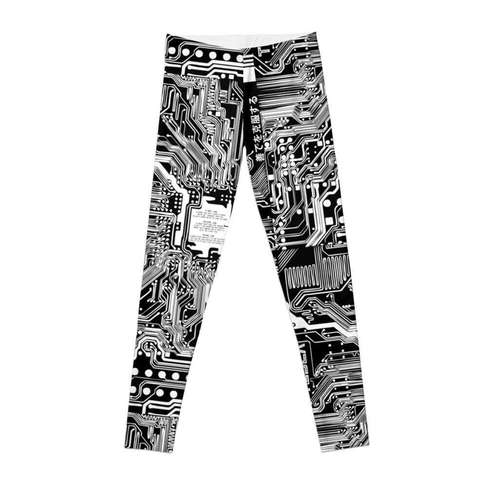 White computer electronic circuit, Asimov tribute Leggings Women's push up jogging pants gym's clothing Womens Leggings