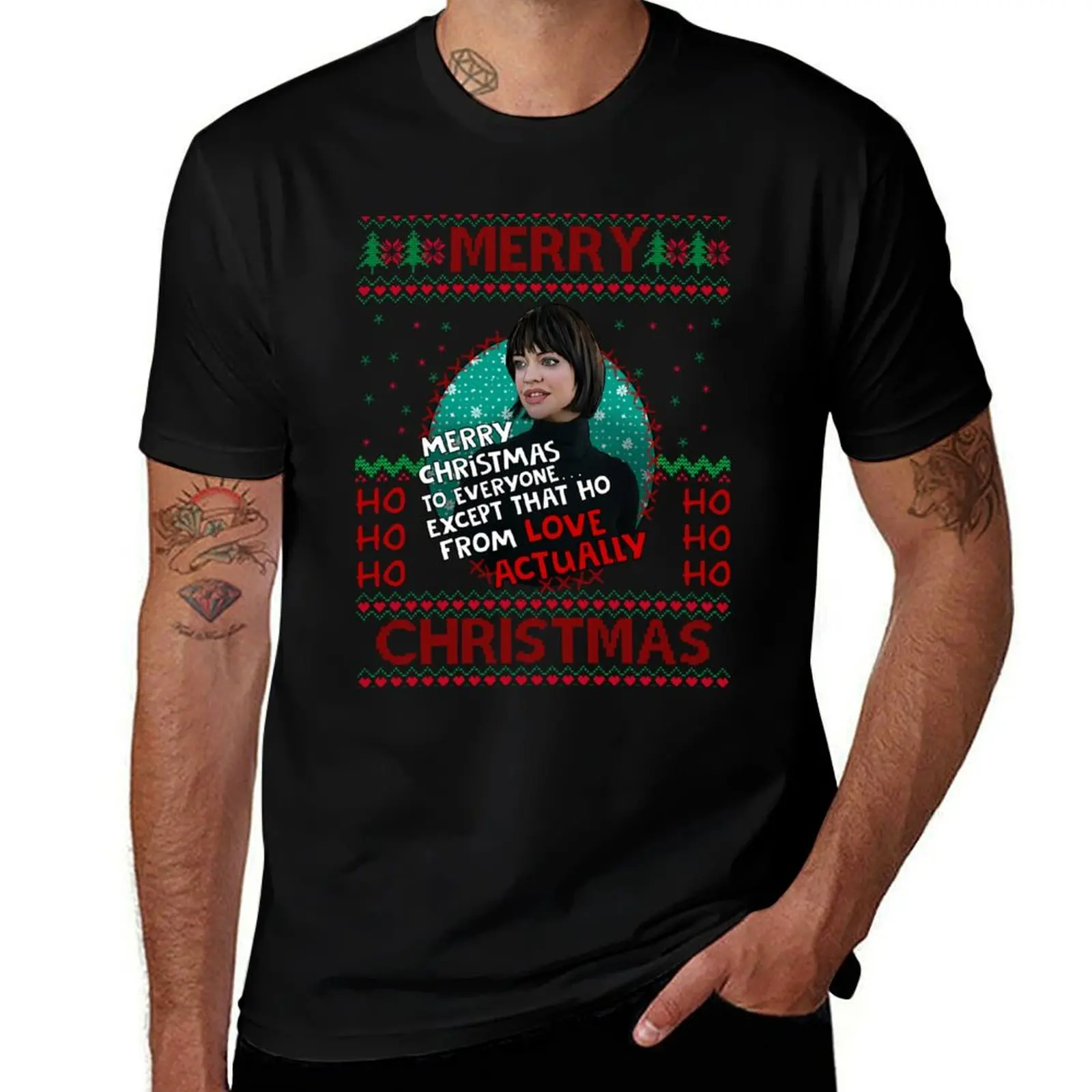 Love Christmas Actually ...except that Christmas Jumper T-Shirt Casual Loose Short Sleeve Tee for Men T-Shirt