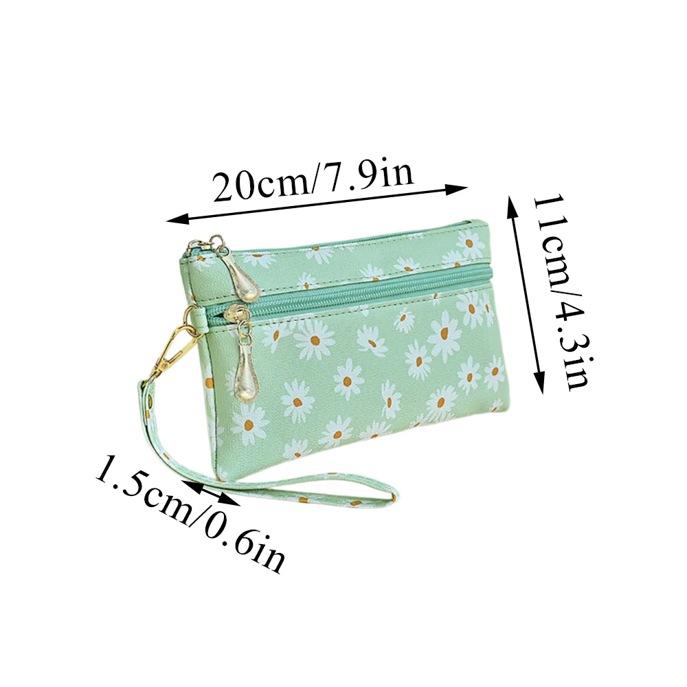 Sac à main en cuir Pu à double fermeture éclair pour femme, porte-monnaie imprimé Andrador, sac à main de rangement multicouche, pochette à pince à billets, long portefeuille, destroy