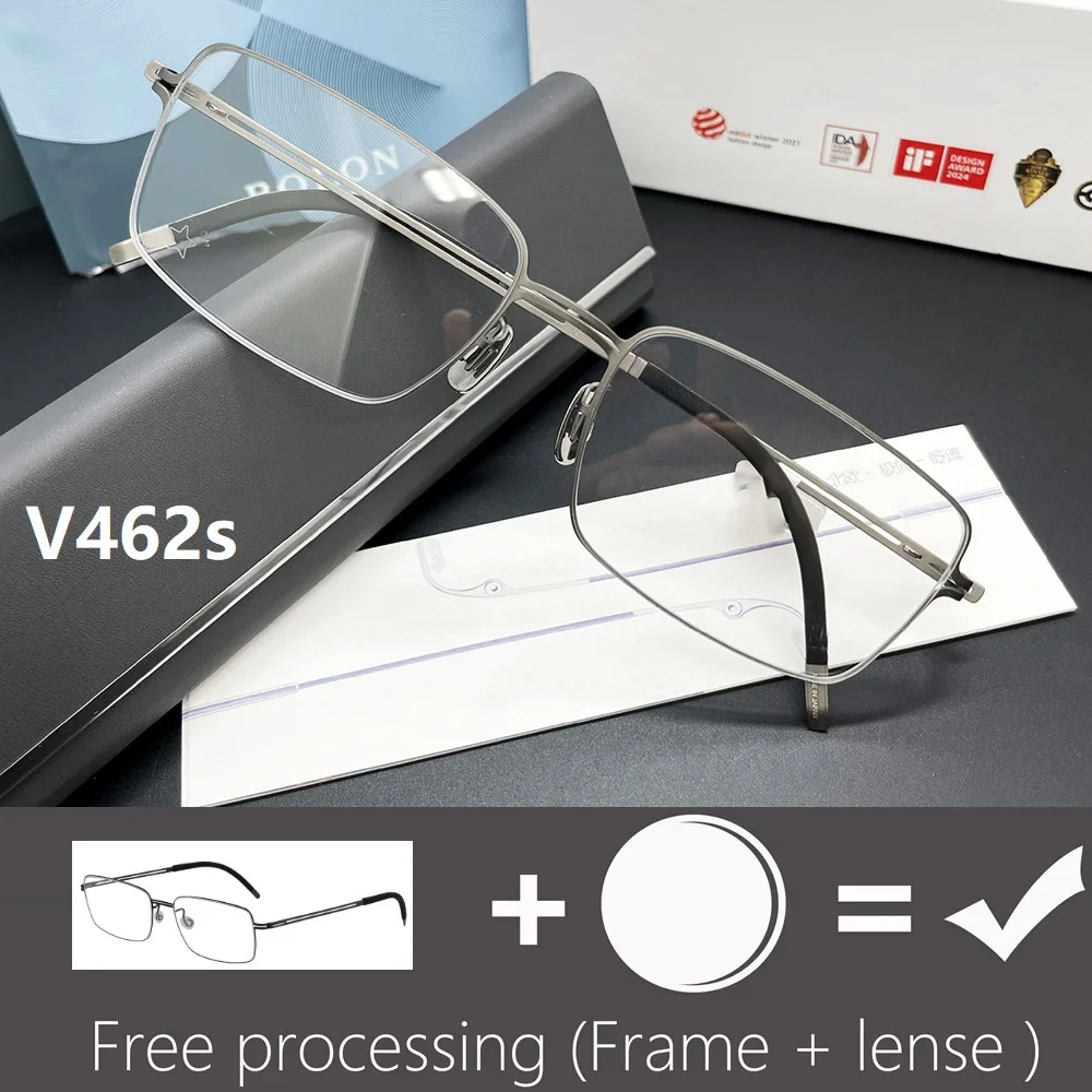 Fashion Men's Business Prescription Glasses Frame Optical Eyeglasses Square Alloy Titanium Women Brand Design V462 Top Quality