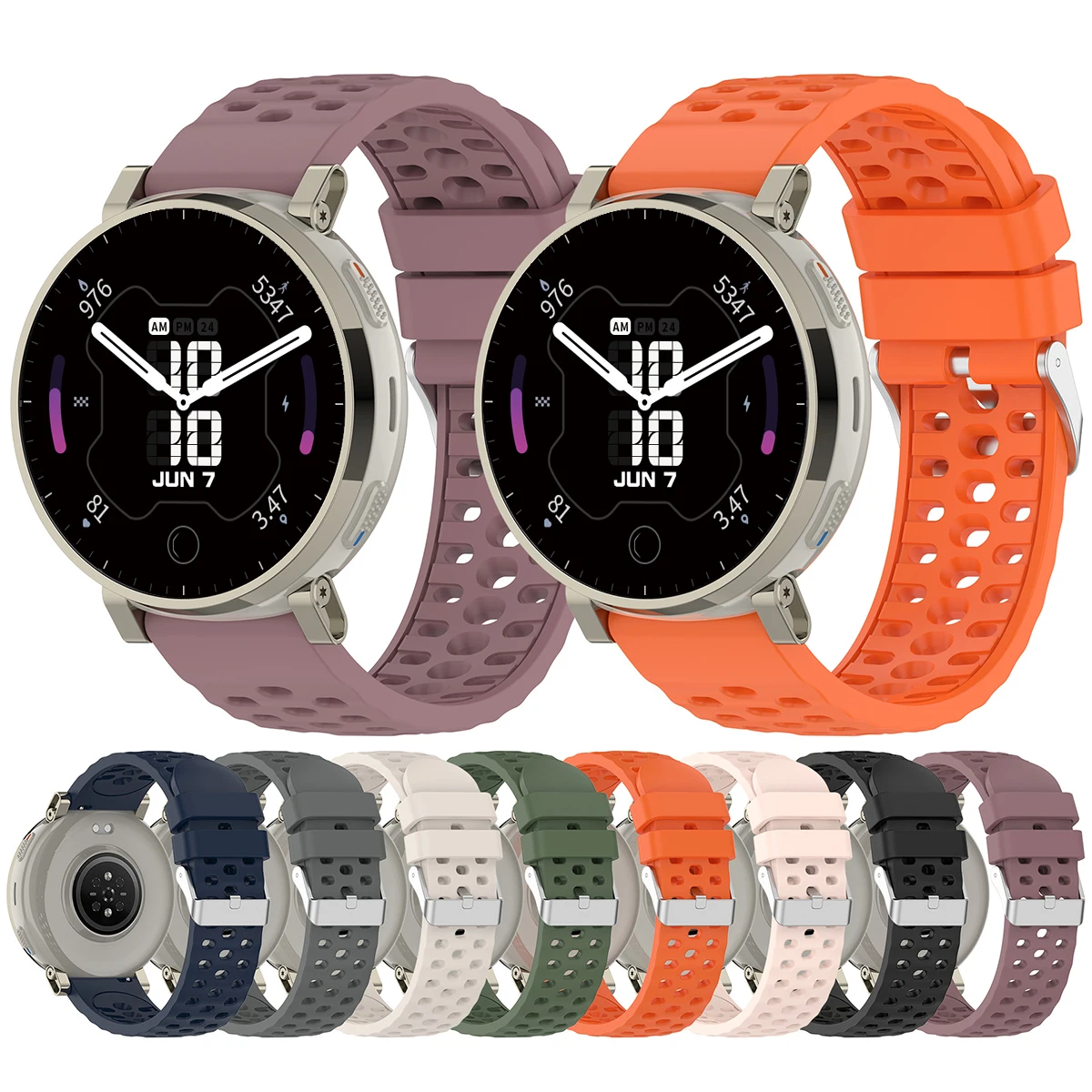 Pulseira para Amazfit Active 3, pulseira premium de silicone de 20mm para Amazfit Active 3 2 / T-Rex3 Pro 44mm, pulseira inteligente.