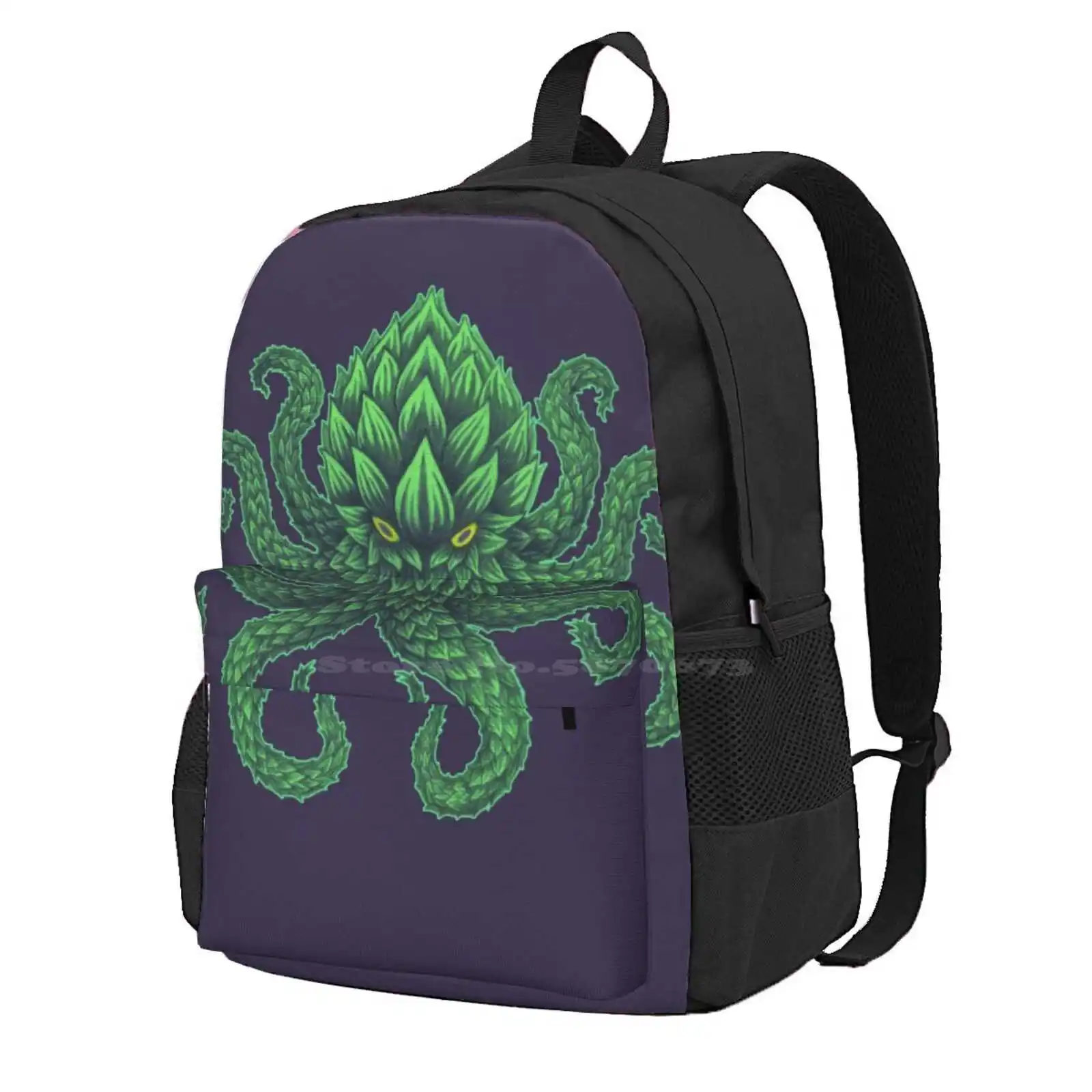 Hoptopus Hot Sale Schoolbag Backpack Fashion Bags Octopus Craft Beer Beer Geek Cthulu Animal Sea Life Aquatic Ocean Life Green