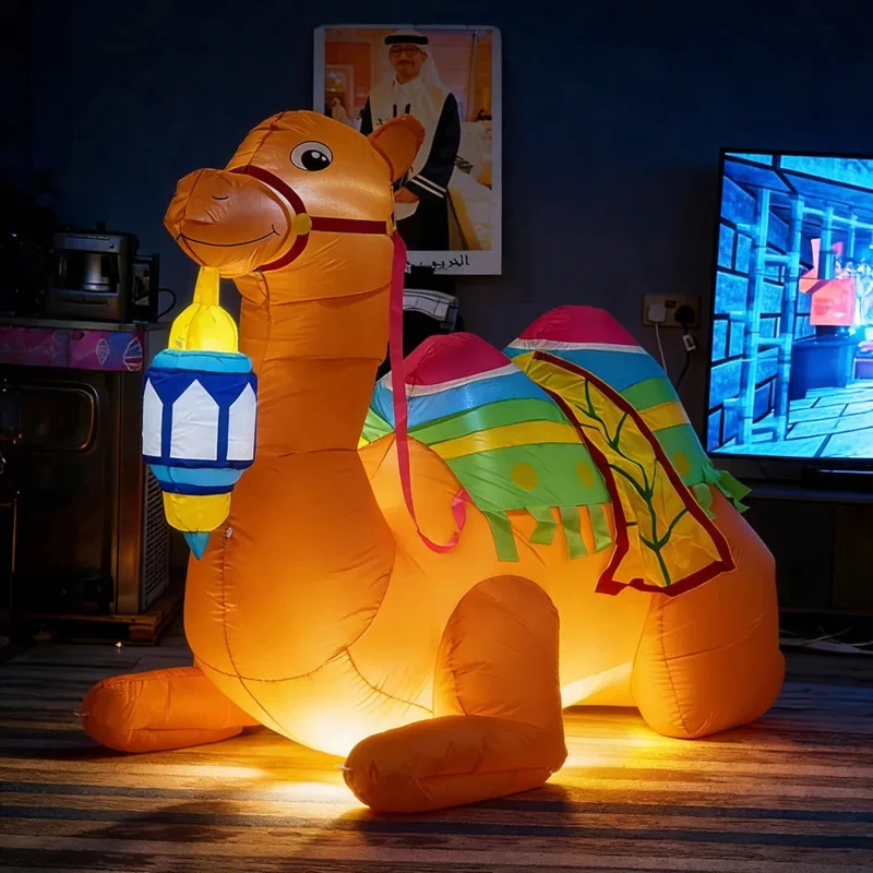 

Надувная фигура верблюда с LED-подсветкой для мусульманского праздника Рамадан, украшение для сада, двора, праздничного оформления на День Ид Мубарак, декор для домашней вечеринки