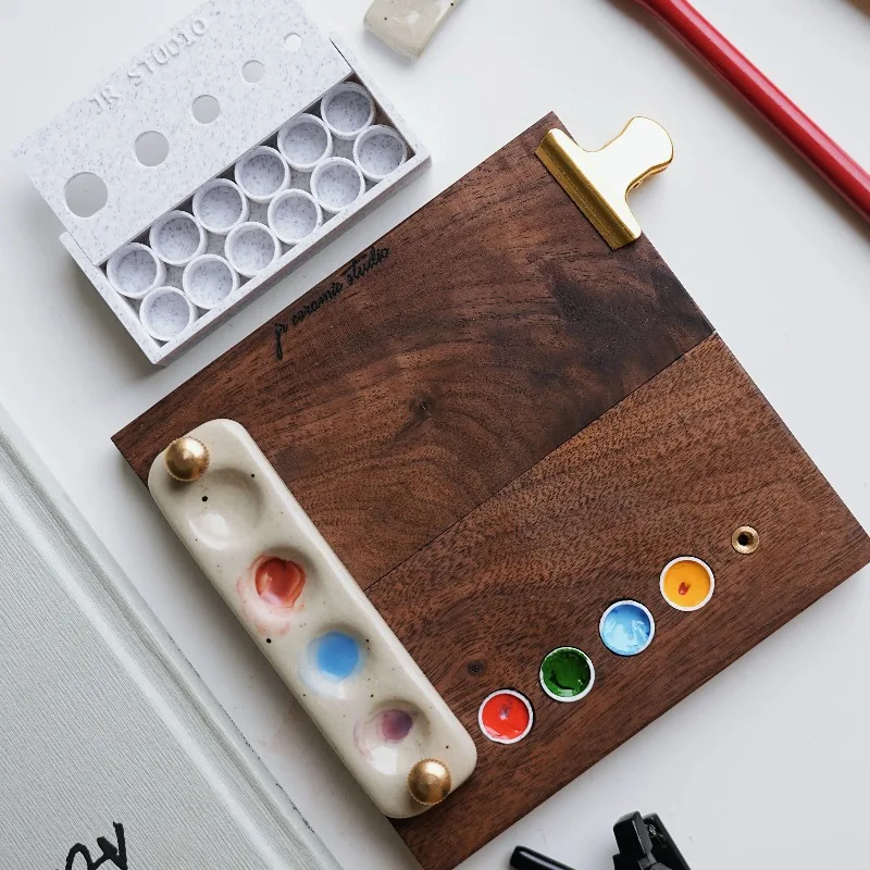 

Деревянная портативная складная доска для рисования ручной работы, керамическая коробка для рисования, инструмент для создания эскизов на открытом воздухе, акварельные товары для рукоделия