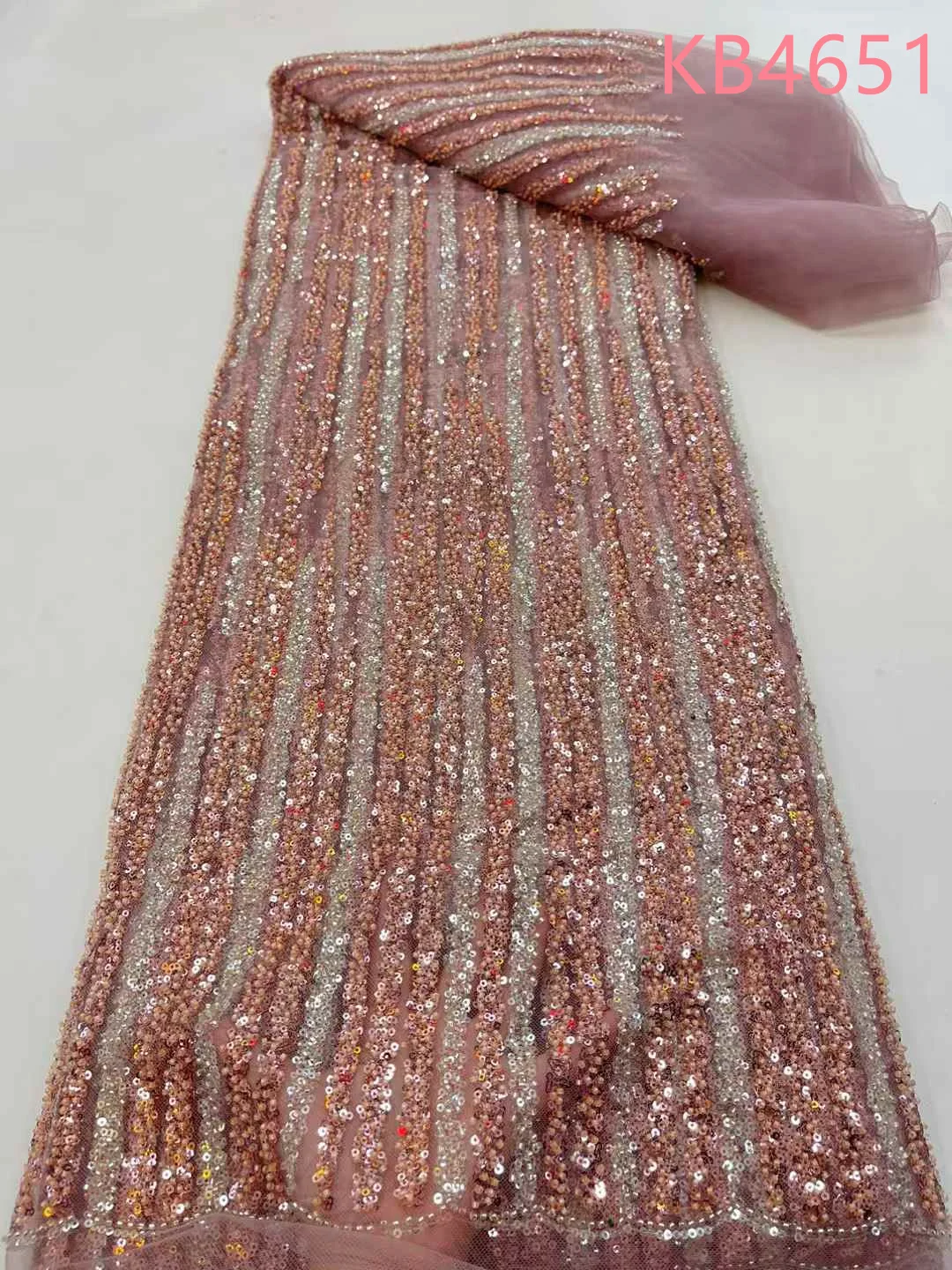 

Latest Gold Beaded Lace Fabric African Lace Fabric 5 Yards High Quality 2024 Sequence Red Lace Fabric For Wedding Dresses KB4651