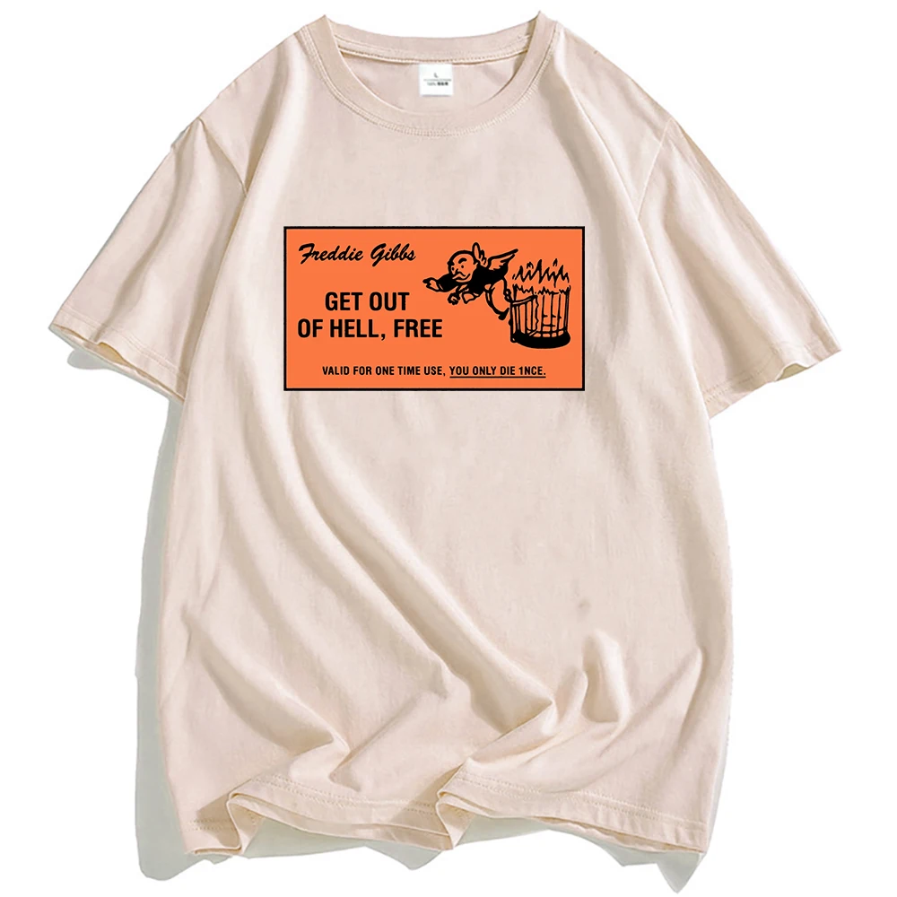 

Get Out of Hell Free Tee Freddie Gibbs Graphic Printing T-shirt Cotton Loose Casual Male Tshirts Short Sleeve O-neck Streetwear