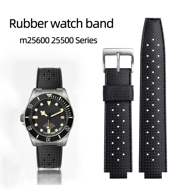 Soft Silicone Watch Strap for Tudor Pelagos 25500 25600 series Waterproof Rubber WatchBand 22-12mm Men\'s watch accessories