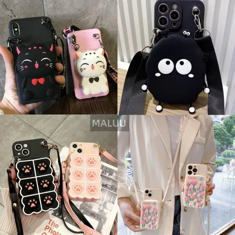 For OPPO Find X6 X5 X3 X2 Pro Lite A97 A95 F11 F9 Pro A57 A39 A59 F1S A83 A1 F7 Five-pointed Star Coin Purse Phone Case Lanyard