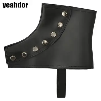 Dorośli średniowieczne pokrowce na buty Retro Vintage Faux Leather Press Button elastyczny pasek pokrowce na buty na motocykl Cosplay pirat