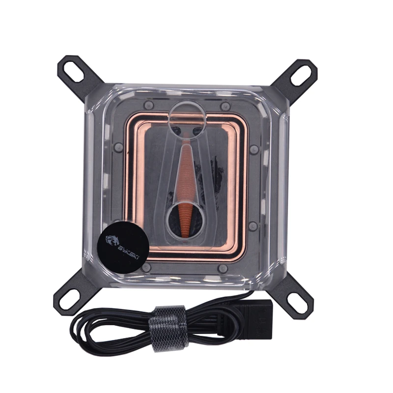 Bykski Acrylic CPU Water Block for INTEL LGA1700/1800/115X/ AMD Ryzen 9 AM5 AM4 0.08mm Microchannel Water Cooler Radiator