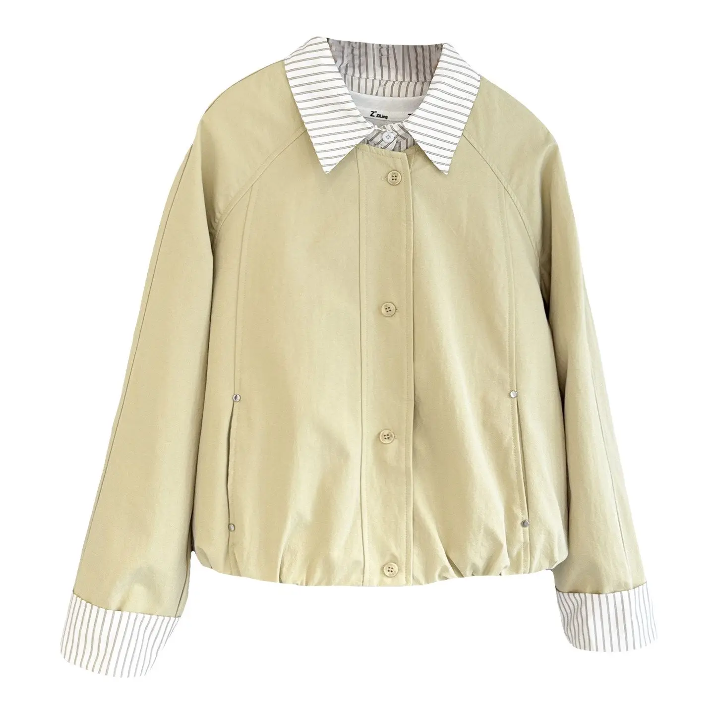 

Spring Women Short Jacket New Korean Fake Two-piece Striped Splicing Lapel Coat Loose Windbreakers Female Casual Tops Outerwear