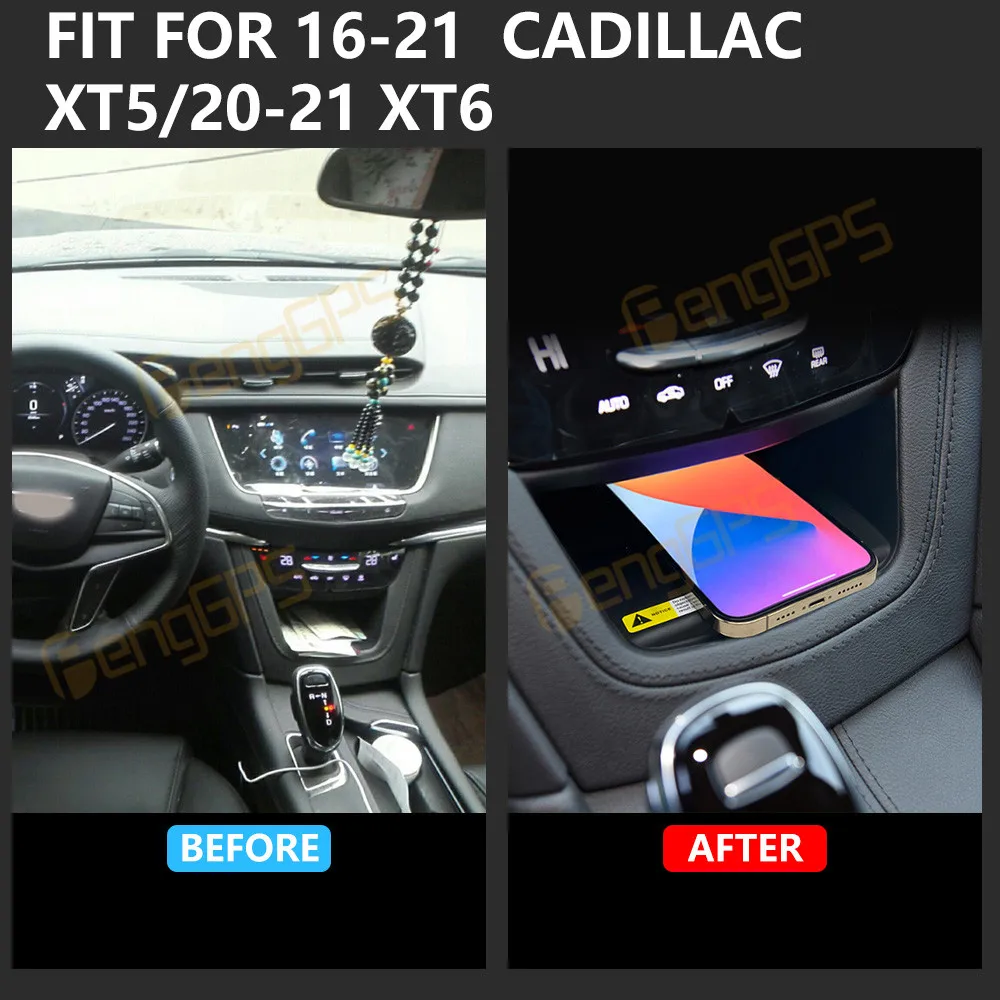 Dedicated Car Wireless Charger 15W Center Console Fast Phone Charging Panel For Cadillac XT5 2016-2021 XT6 2020-2021 Interior