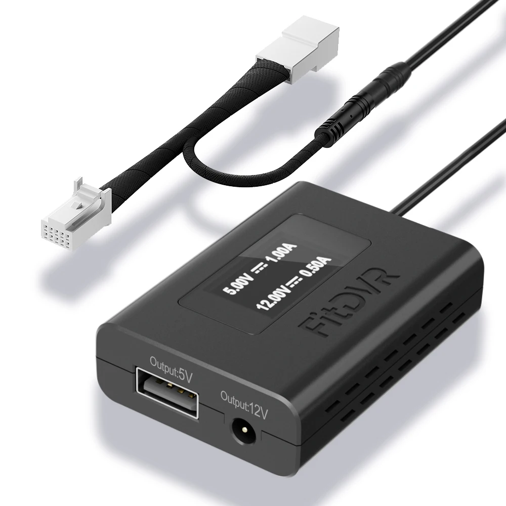 

FitDVR Dash Cam Adapter (10-Pin) for Toyota & Lexus with Rearview Mirror, LED Display, USB Power, Car Camera Accessories, D3-035