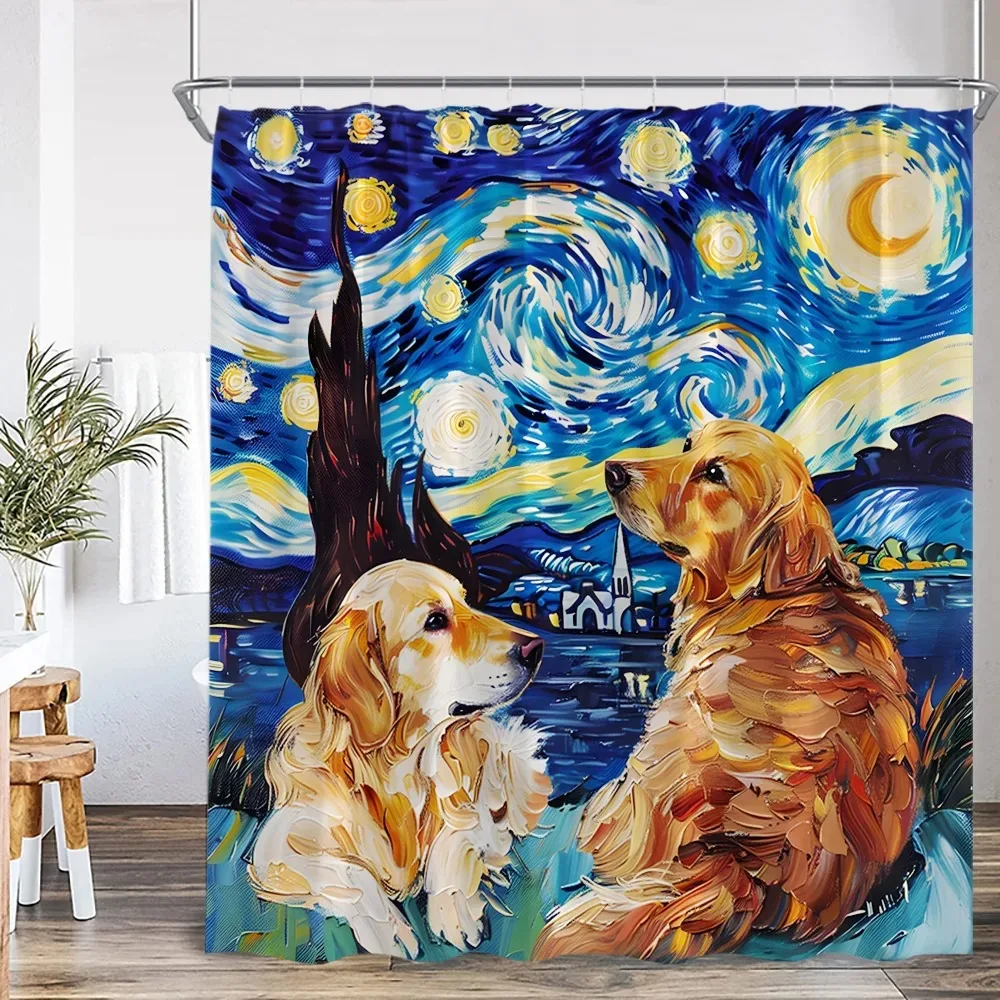 Funny Animals Shower Curtain Bathing Animal Chimpanzee Deer Elk Cat Dog Leopard Bear Bathtub Decor Modern Polyester Bath Curtain