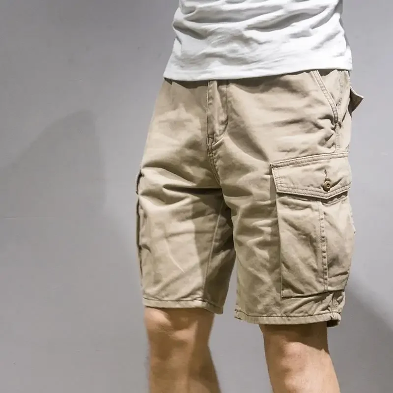 Male Bermuda Short Pants Half Men's Cargo Shorts Button Cotton with Pockets Strech Wide New in Jorts 2024 Fashion Vintage Luxury