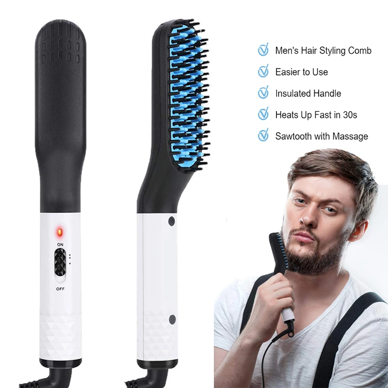 

Professional Mini Ceramic Brush Hair Straightener Beard Straightening Comb Beard Hair Brush Men Hair Straightener Comb