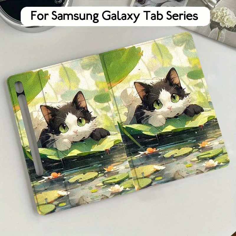 

Beautiful Cat Flower Art For Samsung Galaxy Tab S10 S9 S8 S7 FE Lite Soft Flexible Support Tablet Case Gift