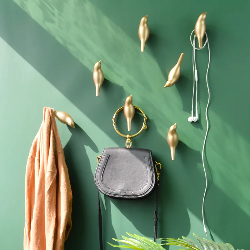 Bird Shaped Wall Mounted Coat Hooks Decorative Resin Key Holder Rack Hat Clothes Hanger Storage Organizer for Entryway Hallway