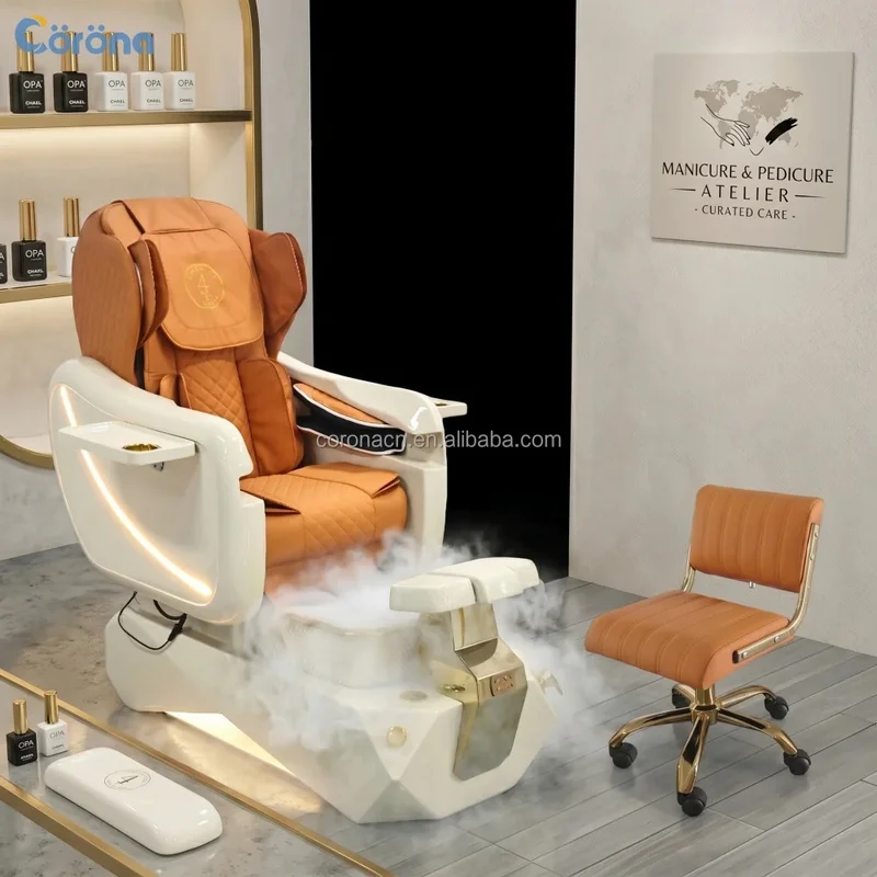 Luxury Electric Massage Pedicure Chair with Foot Spa Basin for Nail Salon