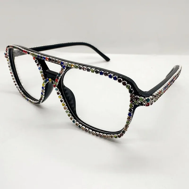 Neue Quadratische Doppel Brücken Diamant Sonnenbrille Frauen Mode Candy Farbe Strass Sonnenbrille Weibliche Shades UV400 Brillen – Detail 21