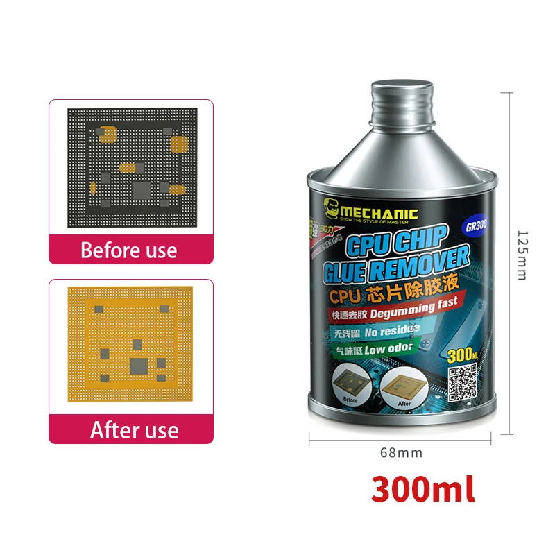 1 Stuks 300Ml Mechanic Cpu Lijm Verwijderaar Vloeibare Schoonmaak Borstel Onderdompeling Voor 20 Minuten Voor Cpu Ic Lijm Verwijderaar Telefoon Reparatie Tools