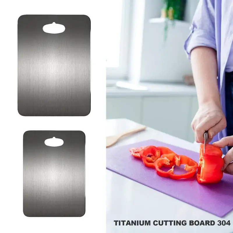 Stainless Steel Chopping Board Double-Sided Food Grade Cutting Boards for Kitchen Meat Vegetables Non-Slip Cutting Plate