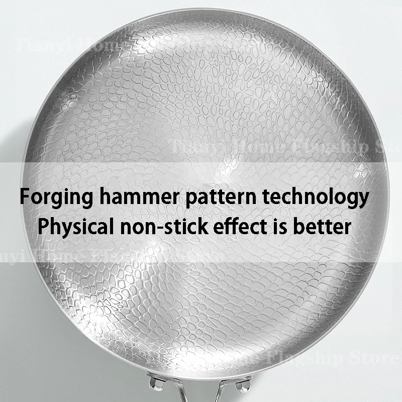 20/24/28 سنتيمتر مقلاة غير عصا ووك التيتانيوم الفولاذ المقاوم للصدأ المنزل البيض ستيك مقلاة التعريفي طباخ موقد غاز تجهيزات المطابخ المطبخ #2