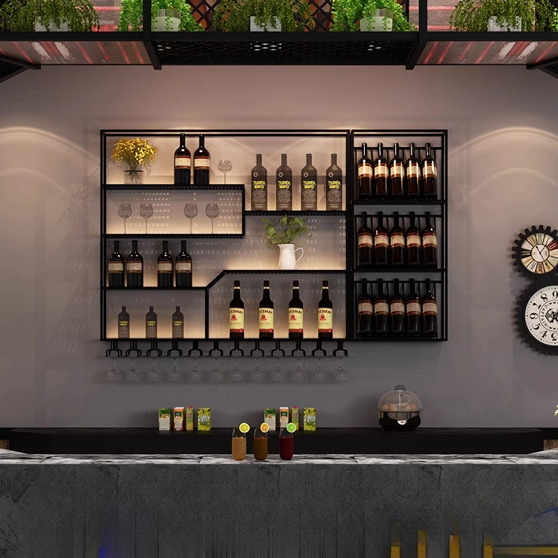 

Customized bar simple wine wine cabinet wall wine wall hanging luminous dining bar display