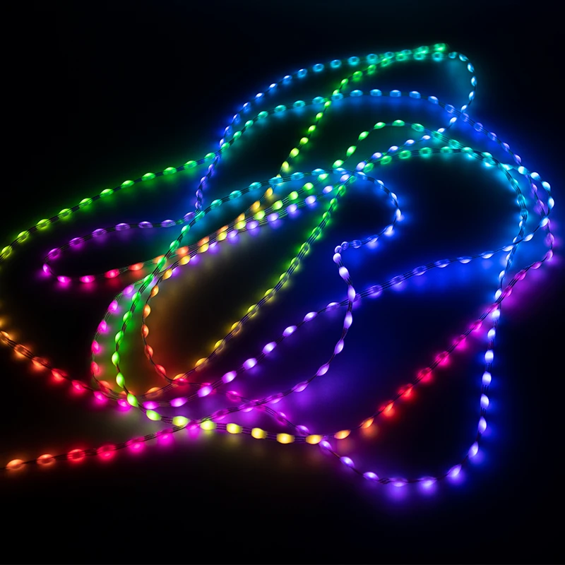 DC5V 1000ct 15/25/50mm/100mm Pitch WS2811 LED Pebble Pixel String Light RGB(GRB) Addressable Full Color IP67 Clear Wire