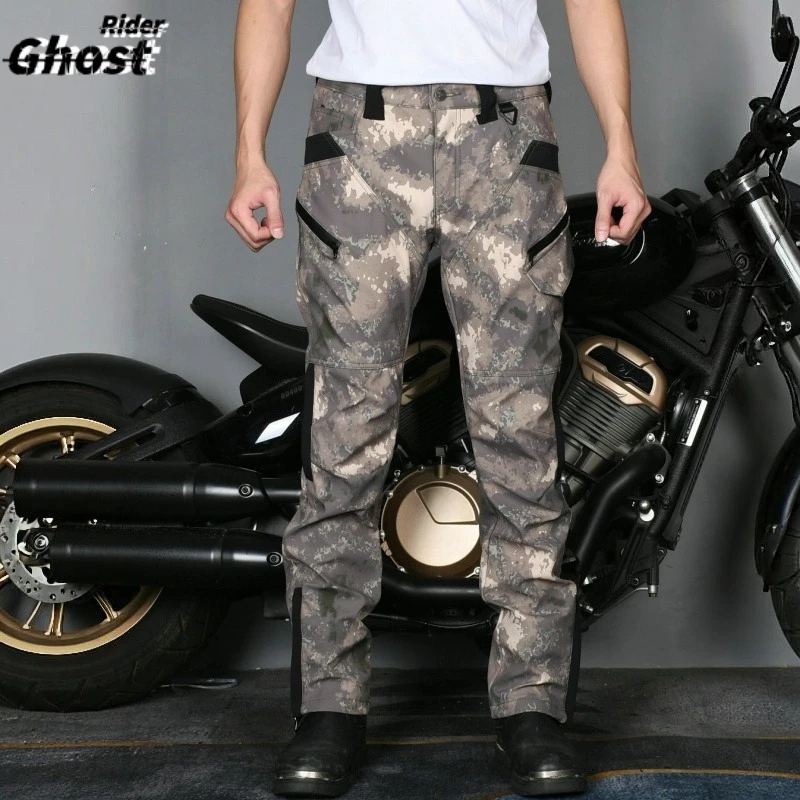 2026 Fashion Men Camouflage High Waist Riding Jeans Windproof Waterproof Breathable Anti-Fall Silicone Non-Slip Motorbike Pants