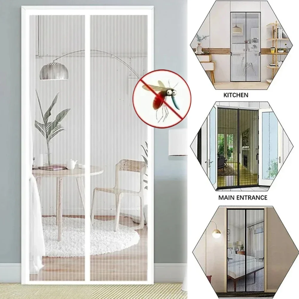 Mosquito Door Nets Summer Anti-Mosquito Net Fly Insect Screen Mesh Automatic Closing Easy Installation Magnetic Screen Door문발