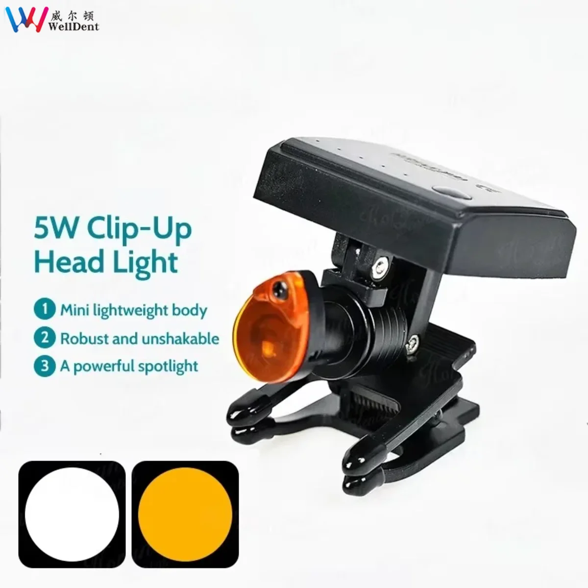 Dental Professional 5W Wireless Front Light with Filter Portable Blinds Suitable with Clip for Loupes Laboratory Medical