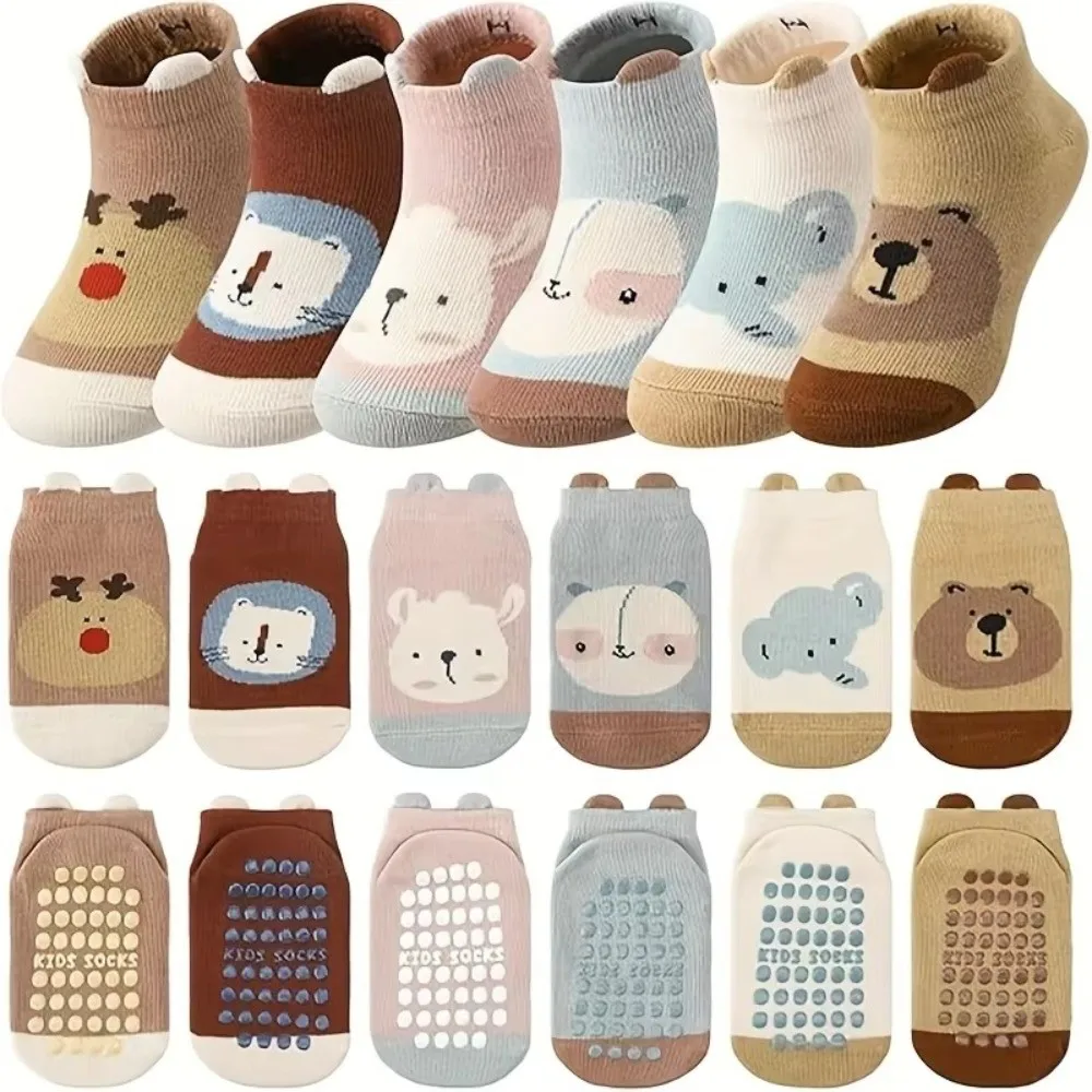 1Pair New Cotton Kids Cotton Socks Breathable Soft Baby Floor Socks Non-slip Cartoon Animal Socks Babies and Toddlers