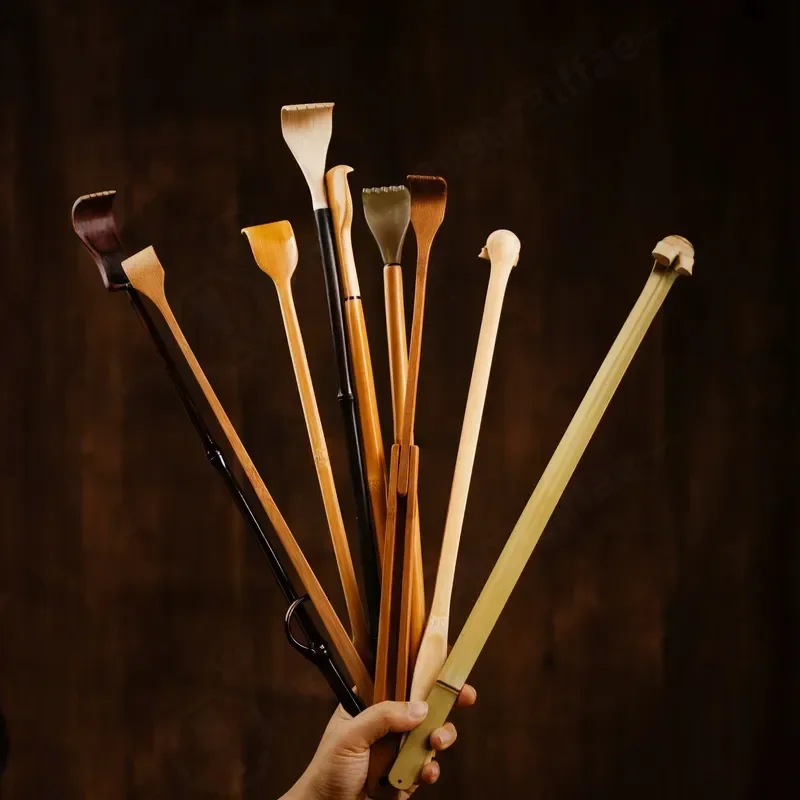 New Handmade Purple Bamboo Back Scratcher Foldable Traditional Itch Relief Tool for Elderly Long Handle Self Massage Device