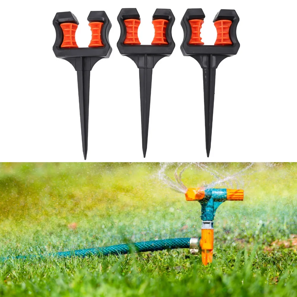 3PCS ABS Garden Hose Guide Spike Black Lightweight Water Pipe Positioning Holder Roller Portable 26cm Height