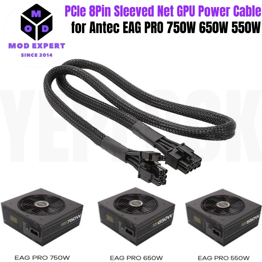Modular Power Cable for Antec EAG PRO 750W, 650W, 550W GOLD Semi Modular Power, PCI-E 8Pin 6+2, 6Pin to 3/4 SATA, Molex IDE 4Pin view 4