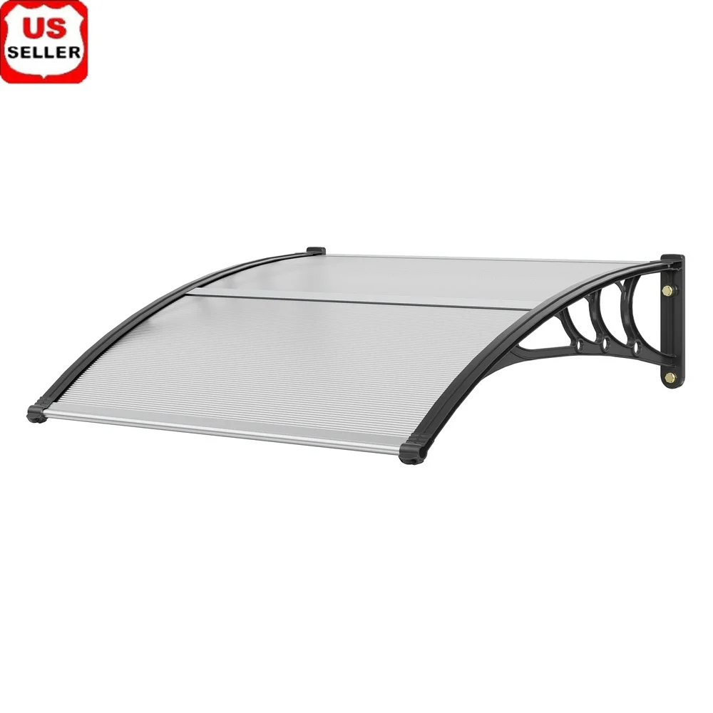 

Transparent Window Door Awning 38x40 Inch UPF 50 Sun Protection Easy Install Waterproof Canopy Durable Polycarbonate Panel
