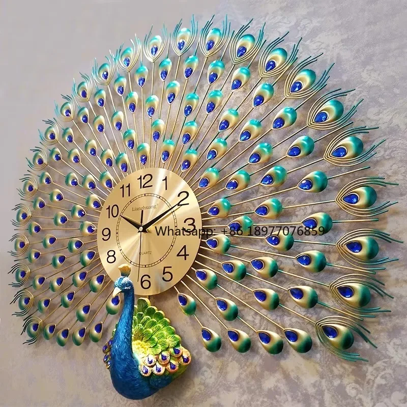 Personalized Peacock Living Room Clock Creative Mute Metal Wrought Iron