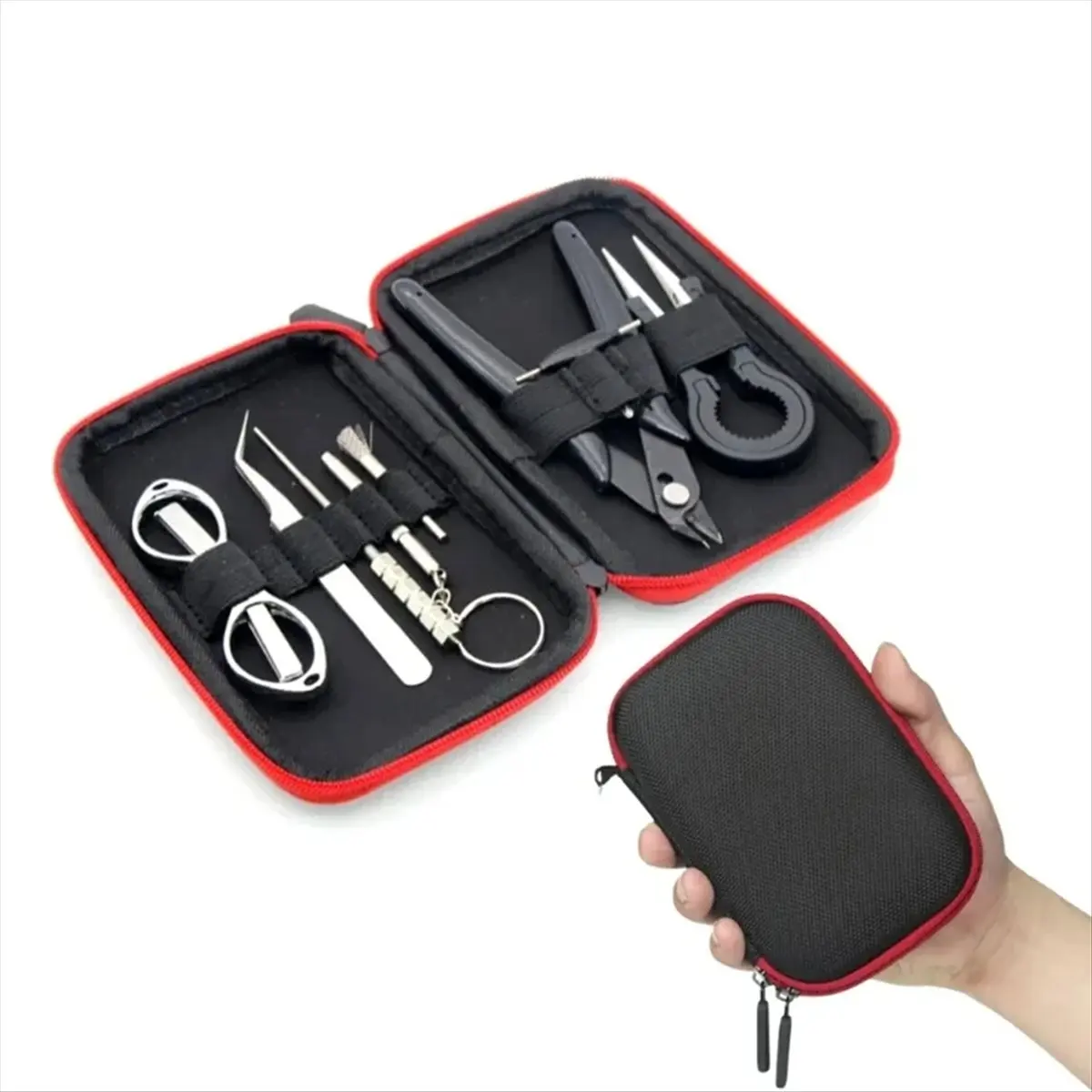 #93Q Repair Tool Kit + Pliers Ceramics Tweezers Folding Scissors Coil Jig,Coil Jig,(Plastic)