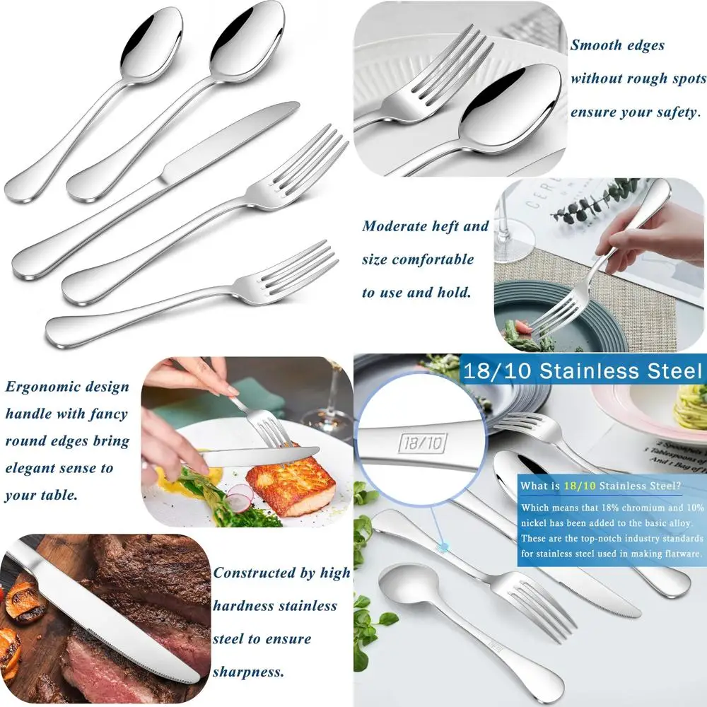 

Набор столовых приборов из нержавеющей стали, 40 предметов, на 8 предметов, элегантная коллекция столовых приборов для современной столовой дома и ресторана