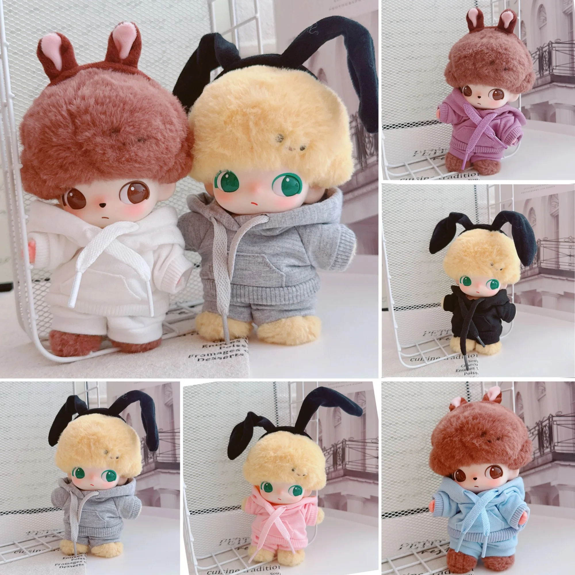 

DIMOO WORLD Doll Clothes Pocket Hoodie & Sweatpants Set For 15cm / 17cm Labubu Dolls Multiple Colors Available