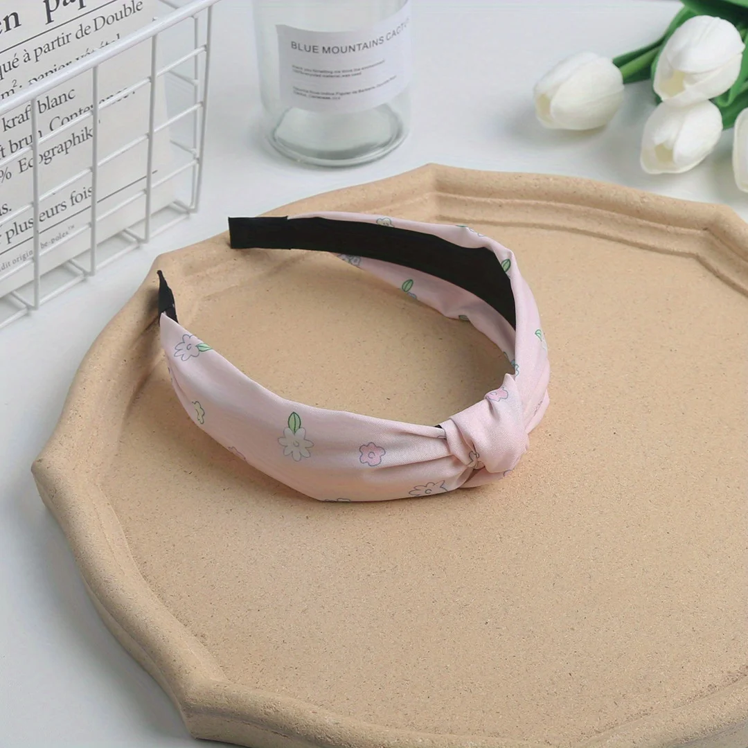 

Sweet Floral Print Headband Lightweight Breathable Design for Women Girls Spring Summer Dating Vacation Hair Accessories