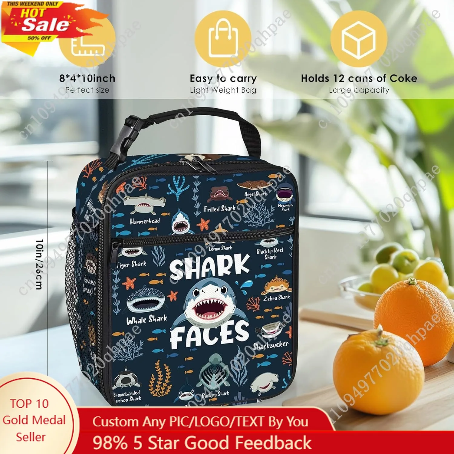 

Shark Lunch Box for Men Women, Insulated Lunch Bag for Men, Thermal Lunchbox for Man, Cooler Lunches Tote Bag for Man Adult Cart